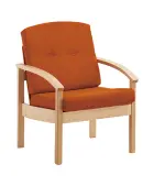 RO - 01 křeslo čalouněné látkou Bora, dřevěné BORA 39 - látka cihlová